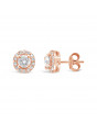 Diamond Cluster Earrings With A Centre Round Brilliant Cut Diamond Set in 18ct Rose Gold. Tdw 0.95ct